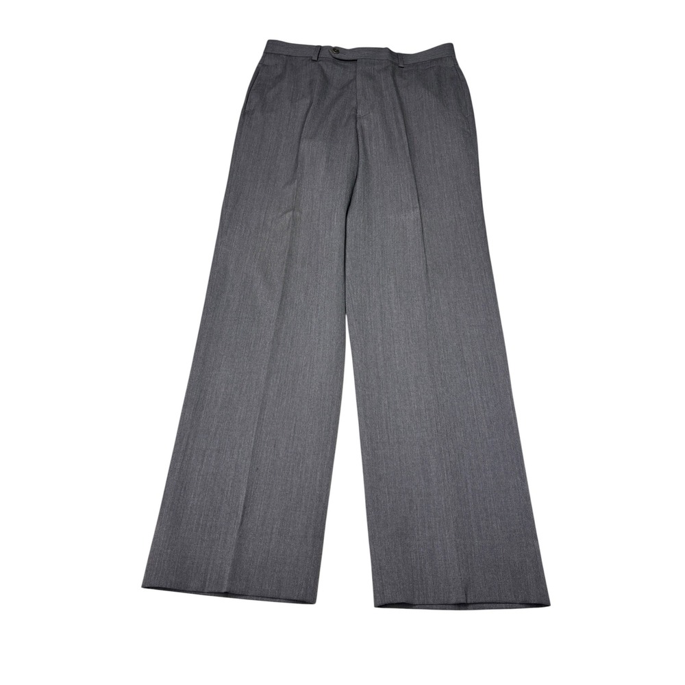 Brooks Brothers 1818 Madison Gray 100% Wool Dress Pants Mens 33x32 Flat Front